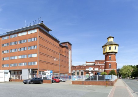 Factory facilities and water tower of the Homann Feinkost food factory