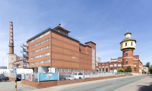 Factory facilities and water tower of the Homann Feinkost food factory