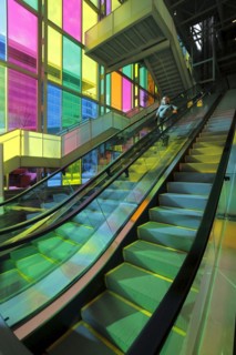 Colorful reflections in the foyer of the Palais des congres de Montreal