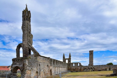 The ruins of St Andrews Cathedral in the Scottish town of St Andrews in the Fife Council Area