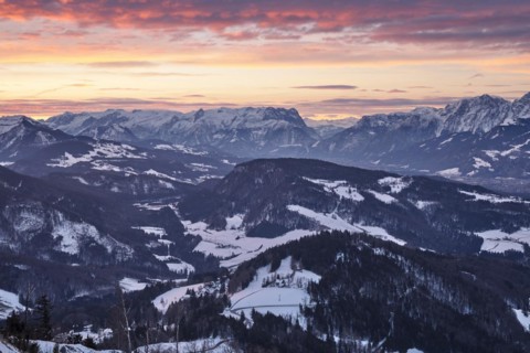 Sunrise with mountain panorama