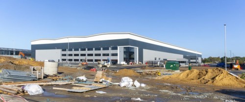 Construction site large warehouse building
