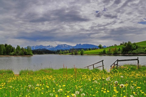 Lake in the Allgaeu with a view of the Aggenstein and the Breitenberg