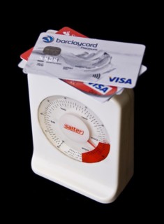Credit cards on scales