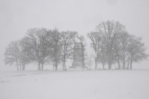 Bismarck Tower near Augsburg in winter