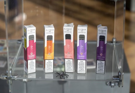 Elebar 600 disposable flavoured pod nicotine vaping products shop window display