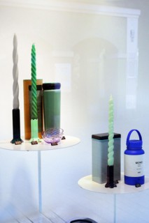 Shop window with twisted candles