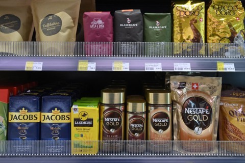Sales shelf various coffees