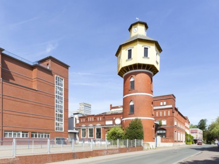 Factory facilities and water tower of the Homann Feinkost food factory