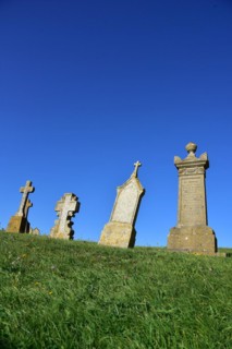 Gravestones in a cemetery in Normandy