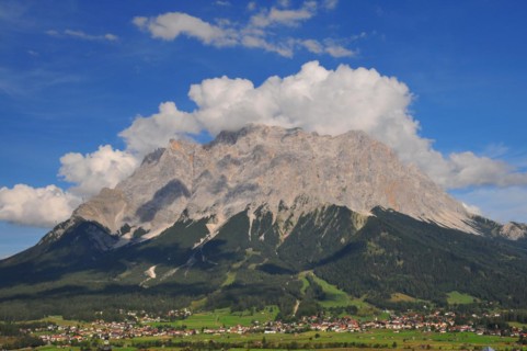 View from Lermoss towards Ehrwald and the Zugspitze