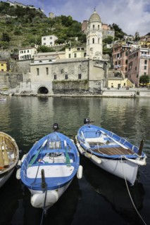Beach at Vernazza with view of Church of Santa Margherita dAntiochia