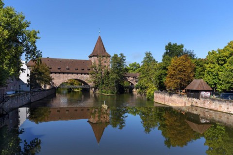 Historic chain footbridge over the Pegnitz