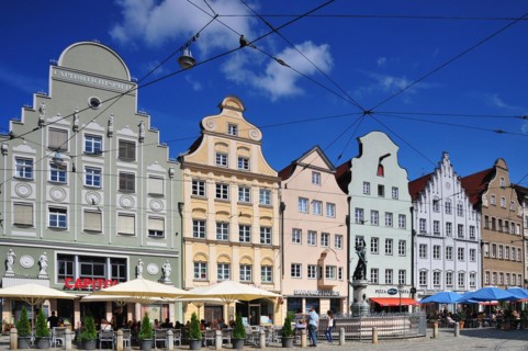 Historic house facades on Moritzplatz in Augsburg