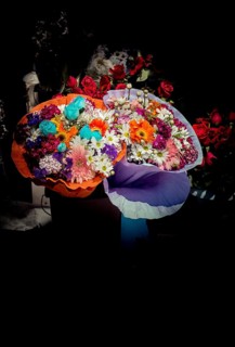 Fresh colorful Flowers put in vases at the florists