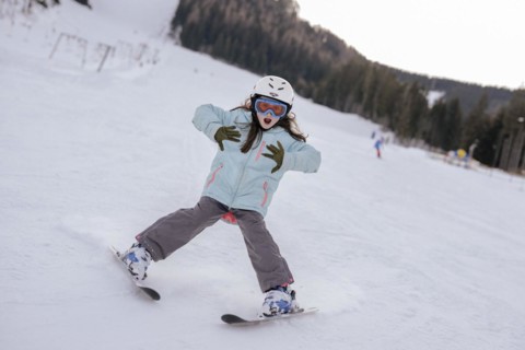 Girls skiing