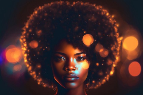 Generative AI illustration of elegant and fashionable black woman