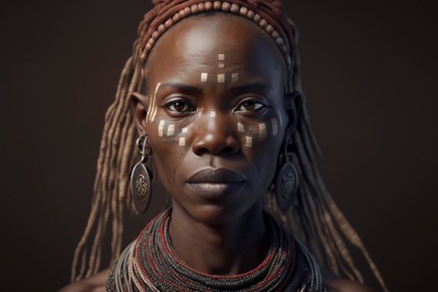 Portrait of woman from Dogon tribe