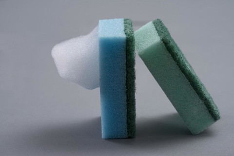 Two cleaning sponges with foam