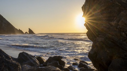 Sunset on the sandy beach