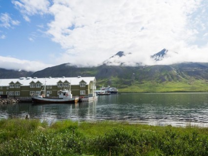 Wooden houses and fishing boats in the harbour