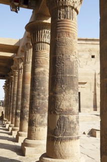 Ancient columns in the temple complex of Philae