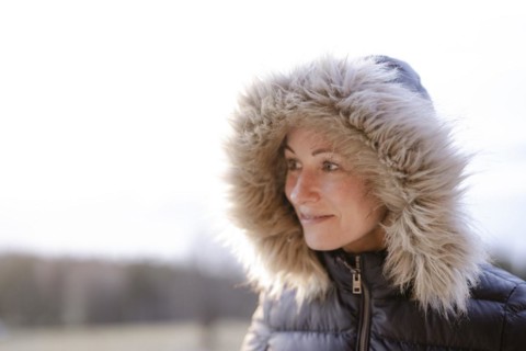 Woman with fur hood