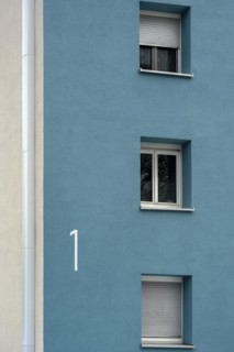 Cyan facade with windows