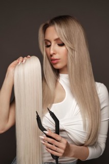 Beautiful blond girl with a perfectly hair