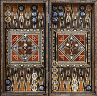 Wooden chess backgammon game