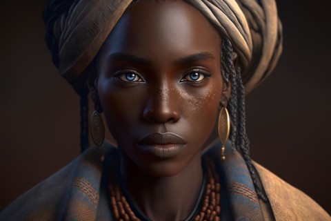 Portrait of woman from Dogon tribe