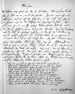 Personal letter from Friedrich Gottlieb Klopstock