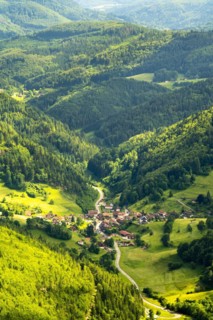 Hilly landscape with a village