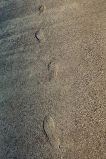 Footstep pattern seen on a concrete background