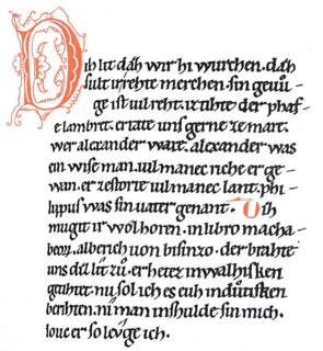 The Alexander of the Pfaffen Lamprecht was founded around 1150 and thus stands at the beginning of the early epic in the German-speaking area