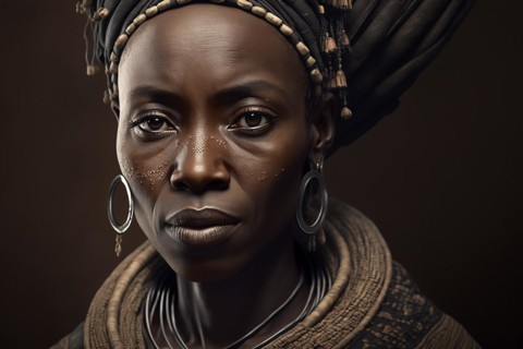 Portrait of woman from Dogon tribe
