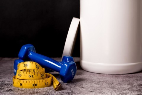 Close-up of a Whey protein powder