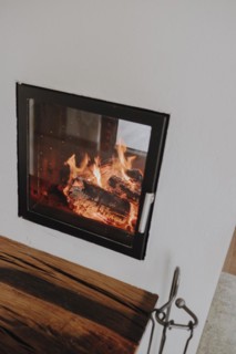Wood stove in the living room