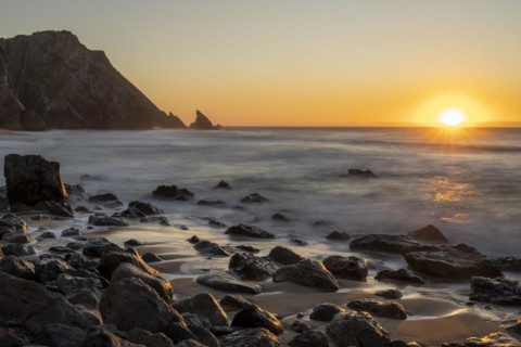 Sunset on the sandy beach