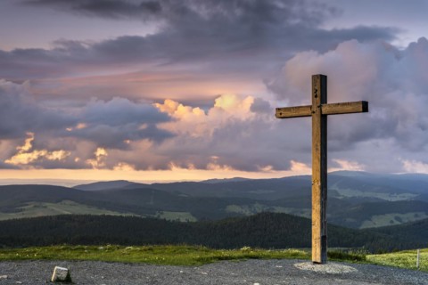 Summit cross on the mountain Belchen