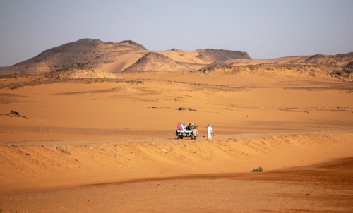 Donkey carts with tourists in the Nubian Desert