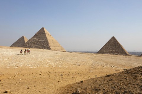 Camel riding on the west side of the pyramids