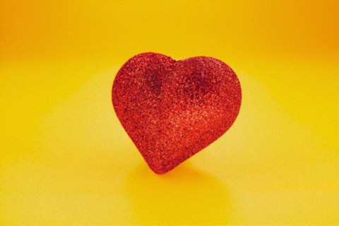 Concept of the postcard with heart shape