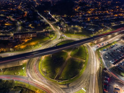 Night over Penn Inn Flyover and Roundabout in Newton Abbot