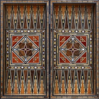Wooden chess backgammon game