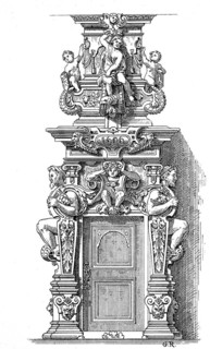 Richly decorated fireplace with fireplace door in the house Peller zu Nuernberg