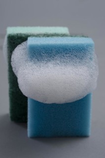 Two cleaning sponges with foam