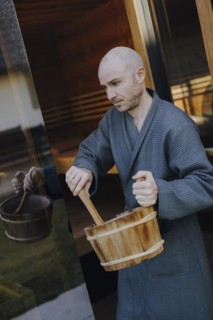 Man taking a sauna
