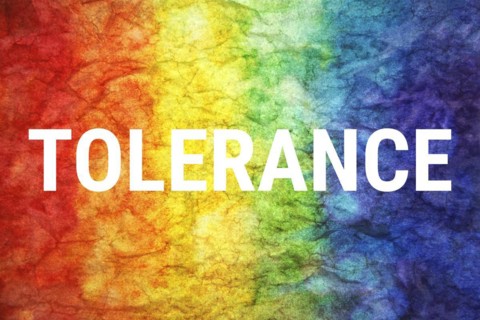 Tolerance word on LGBT textured background