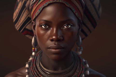 Portrait of woman from Dogon tribe